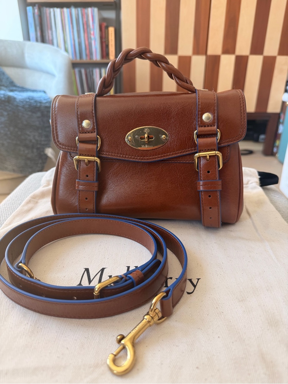 Mulberry Mini Alexa with Blue Trim Accent